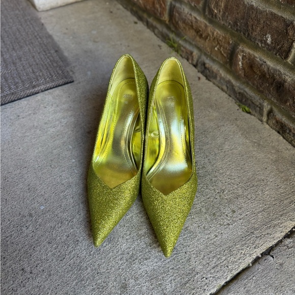 Zara Glitter Green Heels - Picture 3 of 10